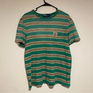 Polo Ralph Lauren Aztec Native 90s Indian Head striped pocket t shirt green XL